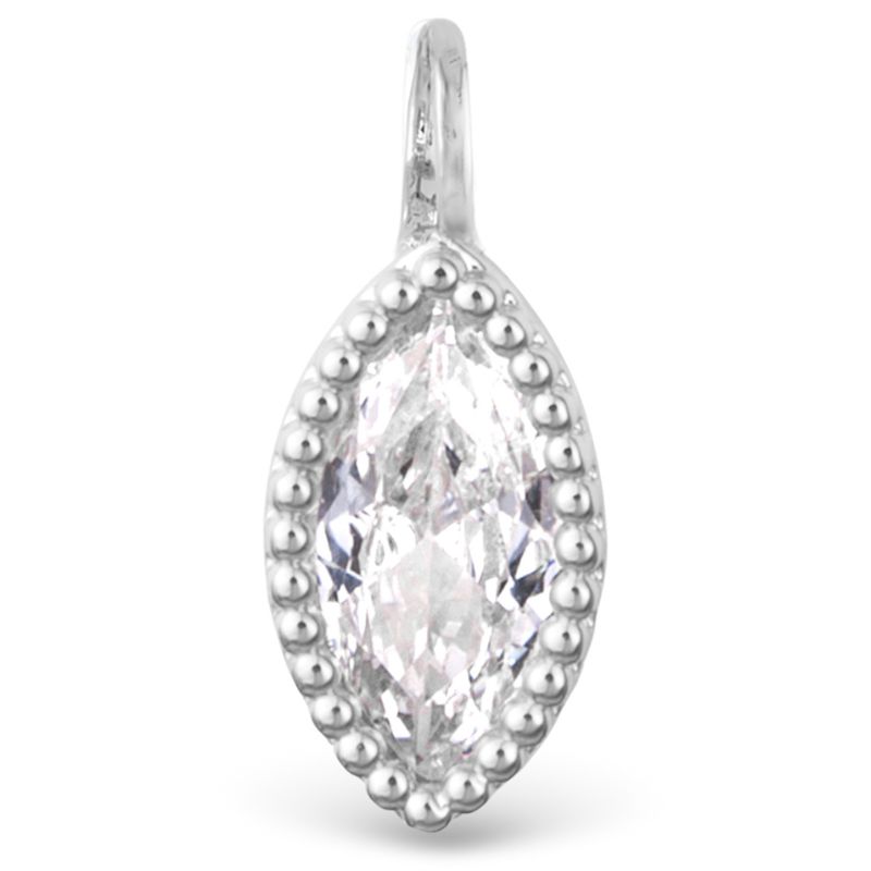 Clear CZ Marquise Charm Silver